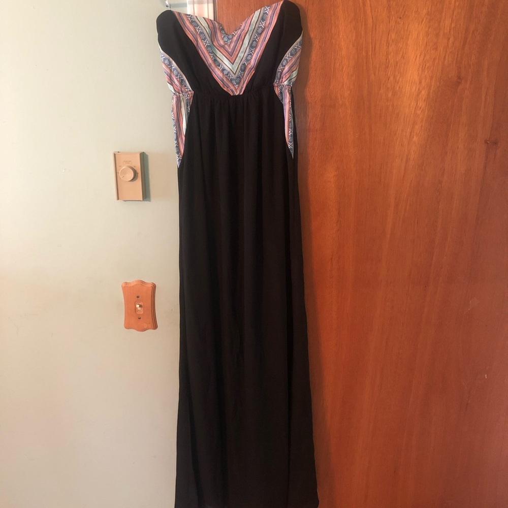 Strapless floor length maxi dress